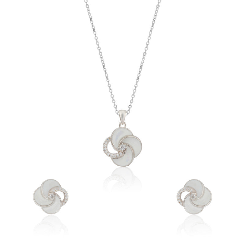 925 Silver Windmill Pendant Set on white background – elegant silver jewelry