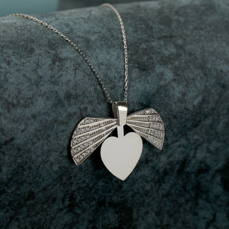 Pure 925 silver winged heart pendant for Durga Puja and Navratri festive gifts