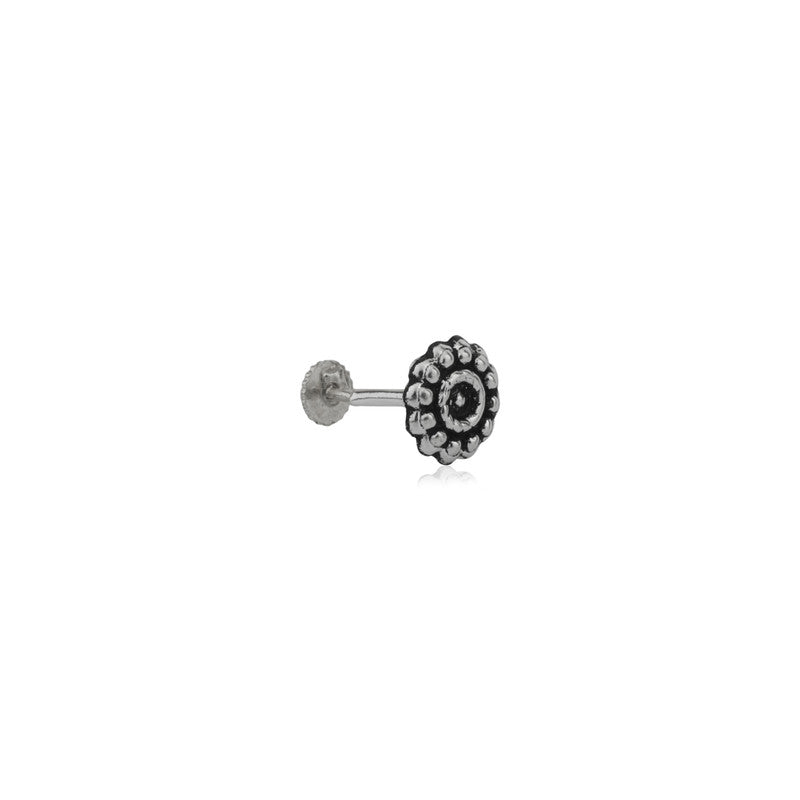 925 Sterling Silver Circle Nose Stud displayed on plain white background