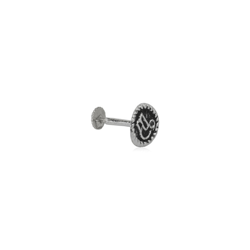 925 Sterling Silver Filigree Nose Pin on white background – elegant silver nose jewelry