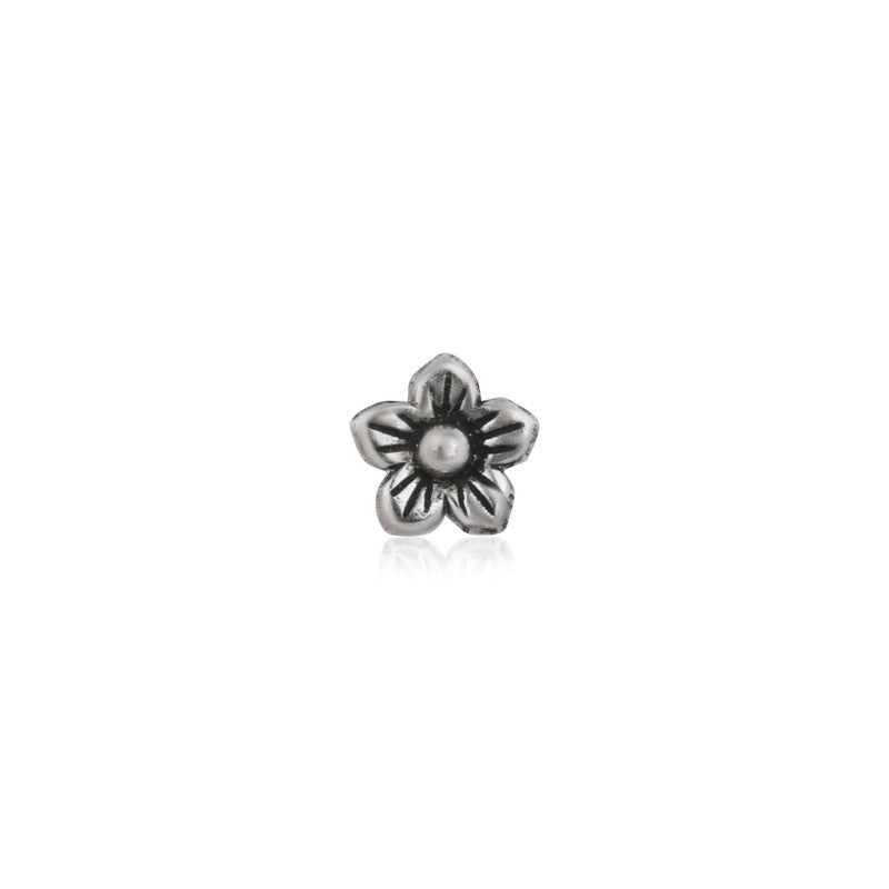 925 Sterling Silver Floral Nose Pin shown with detailed design on white background