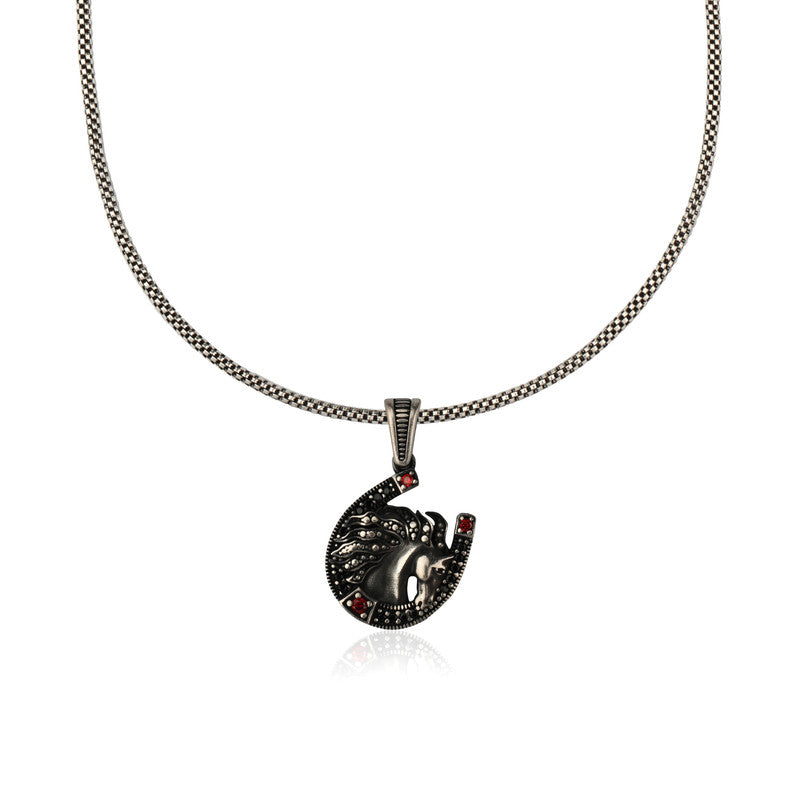 925 Sterling Silver Horse Pendant for Men – Bold Horse Design Silver Necklace