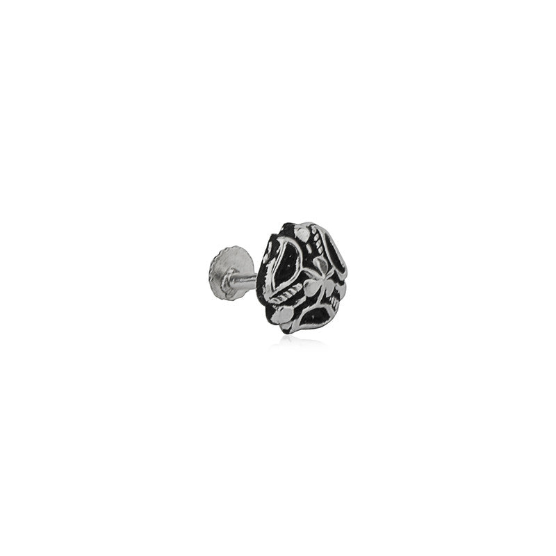 925 Sterling Silver Push-Back Nose Pin on white background – elegant silver nose jewelry