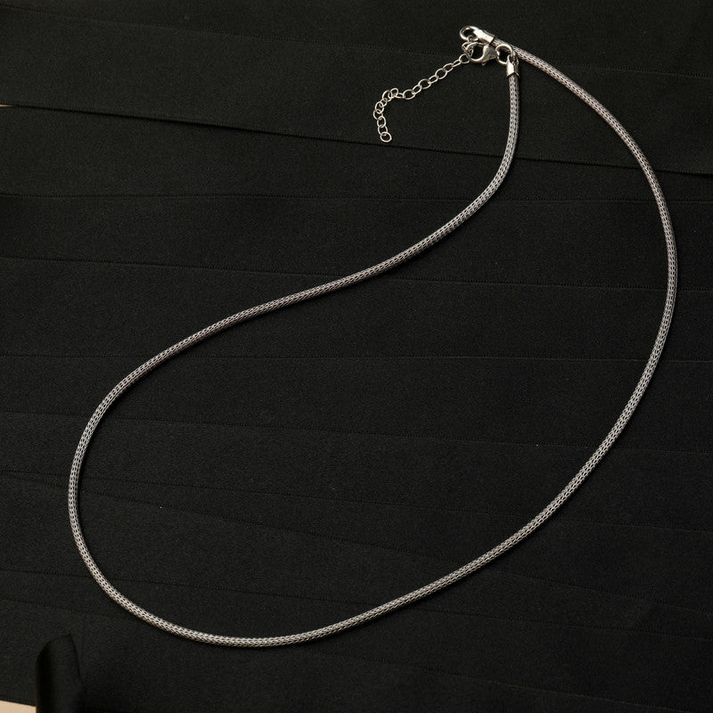 925 Silver Python Chain with Snake Style Links displayed on black background