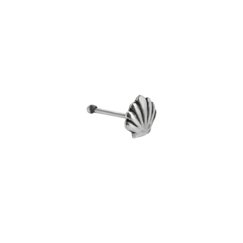 925 Sterling Silver Seashell Nose Pin displayed on plain white background