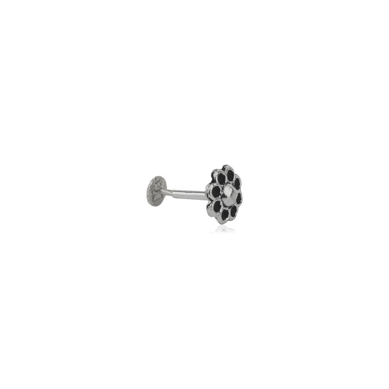 925 Sterling Silver Teardrop Nose Pin on white background – elegant silver nose jewelry