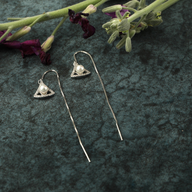 925 sterling silver Trigo chain dangle earrings – stylish festive gift for Christmas, New Year, and wedding season.