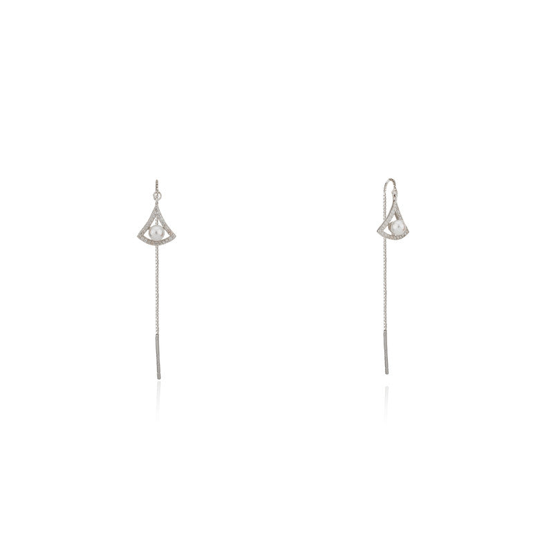 Pure 925 silver Trigo chain dangle earrings – delicate festive jewellery for women, ideal for Diwali, Navratri, and gifting
