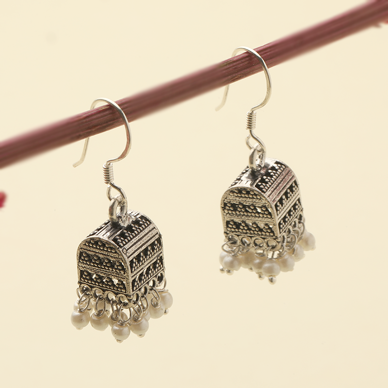 Classic 925 silver ball tassel jhumka earrings – perfect festive season jewelry gift for women during Diwali and weddings
