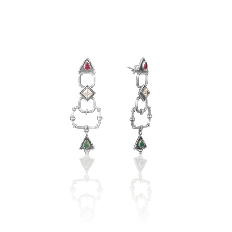Classic 925 silver box oxidized earrings – perfect festive season jewelry gift for women during Diwali and weddings