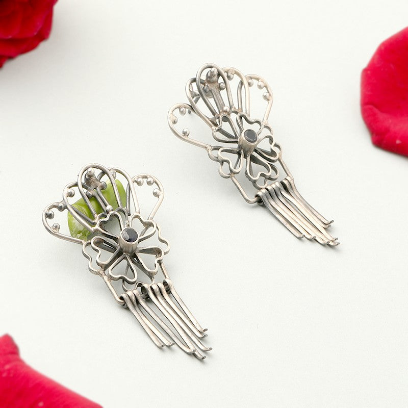 925 silver filigree oxidized earrings – elegant ethnic jewelry for festive wear, parties, and Indian festivals