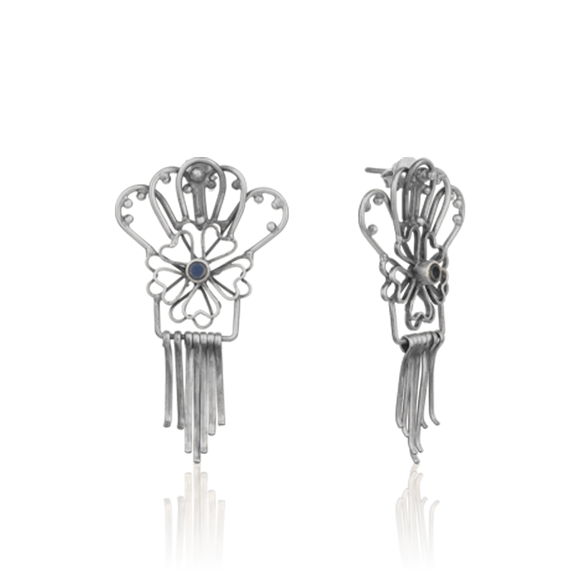 Classic 925 silver filigree oxidized earrings – festive season jewelry gift for women during Diwali and weddings