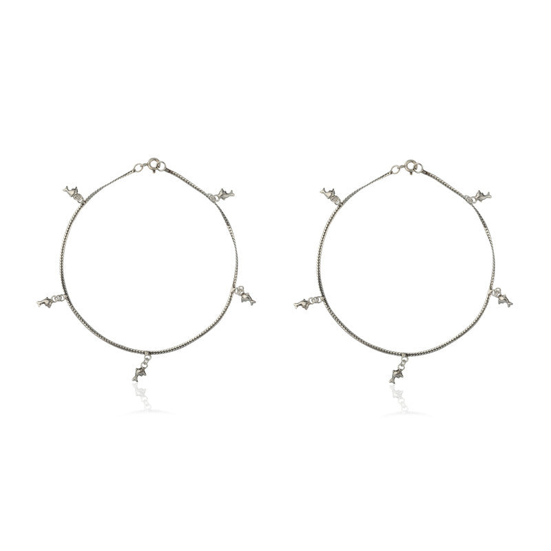 925 silver fish charm anklet with delicate detailing, unique Diwali gift for women