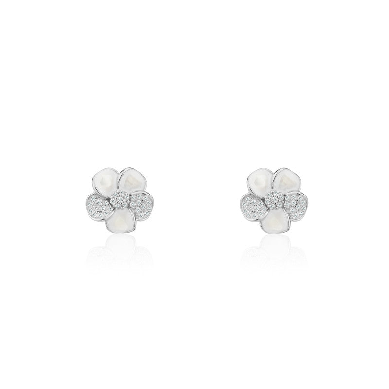 925 silver floral cluster earrings for women – elegant festive jewellery for Diwali, Navratri, and wedding celebrations.