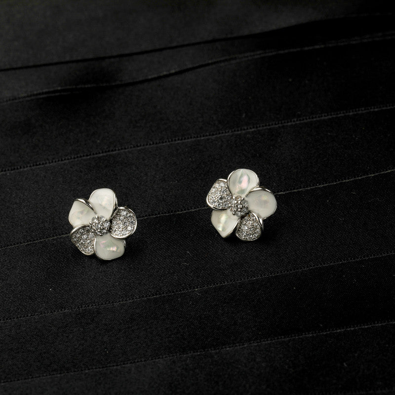 925 sterling silver floral cluster earrings – stylish festive gift for Christmas, New Year, and wedding season.