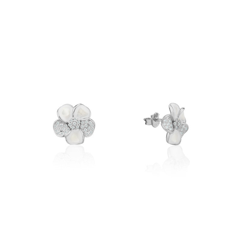 Pure 925 silver floral cluster earrings – sparkling festive jewellery for women, ideal for Diwali, Navratri, and gifting.