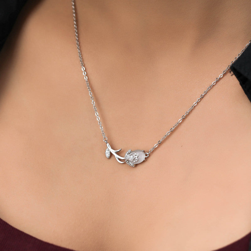 925 Silver Floral Branch Pendant Necklace for Women | Gift