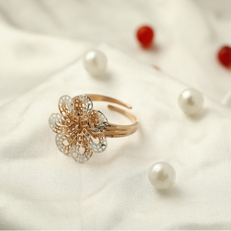 Sparkling 925 silver rose gold spinner ring, radiant accessory for Karwa Chauth and Diwali wear.