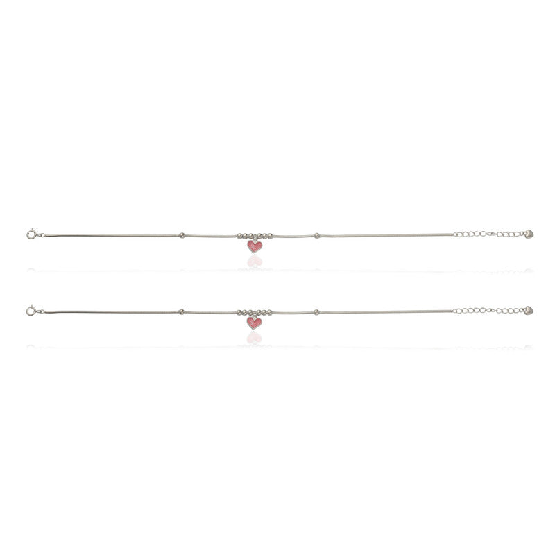 Minimalist heart anklet in 925 silver, elegant piece for Bhai Dooj gifts and wedding looks.