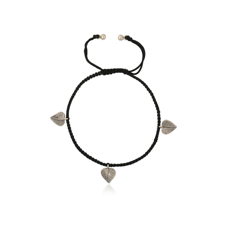 925 silver leaf thread anklet with delicate design, beautiful Diwali gift for women.