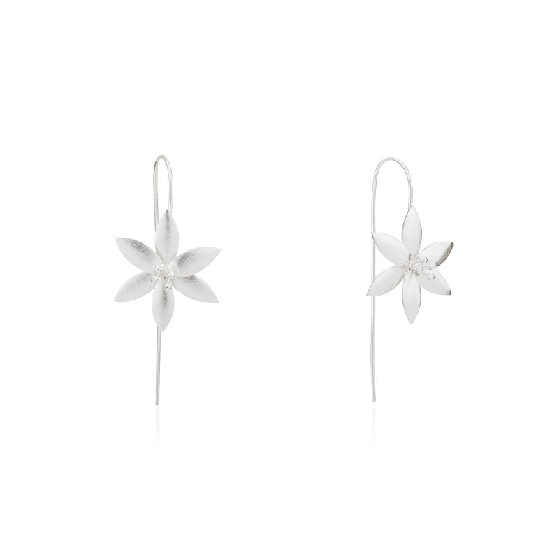 Pure 925 silver oversized petal earrings – statement festive jewellery for women, ideal for Diwali, Navratri, and gifting.