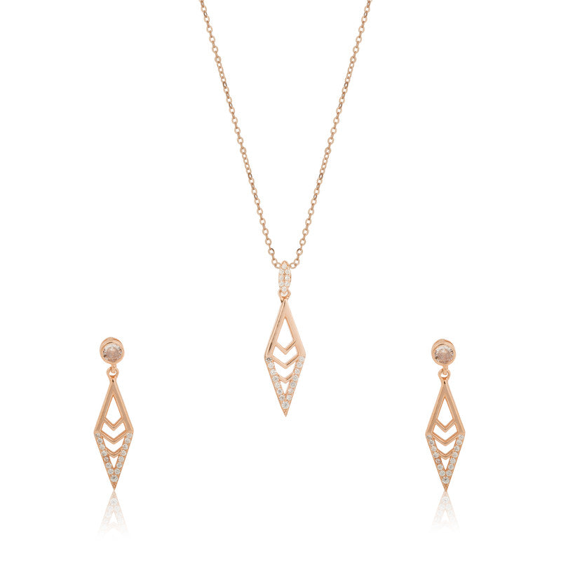925 silver rhombus pendant set with geometric design, modern festive jewellery gift for women.