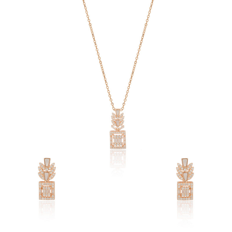 925 silver sparkling square pendant set with modern design, elegant festive jewellery gift for women.