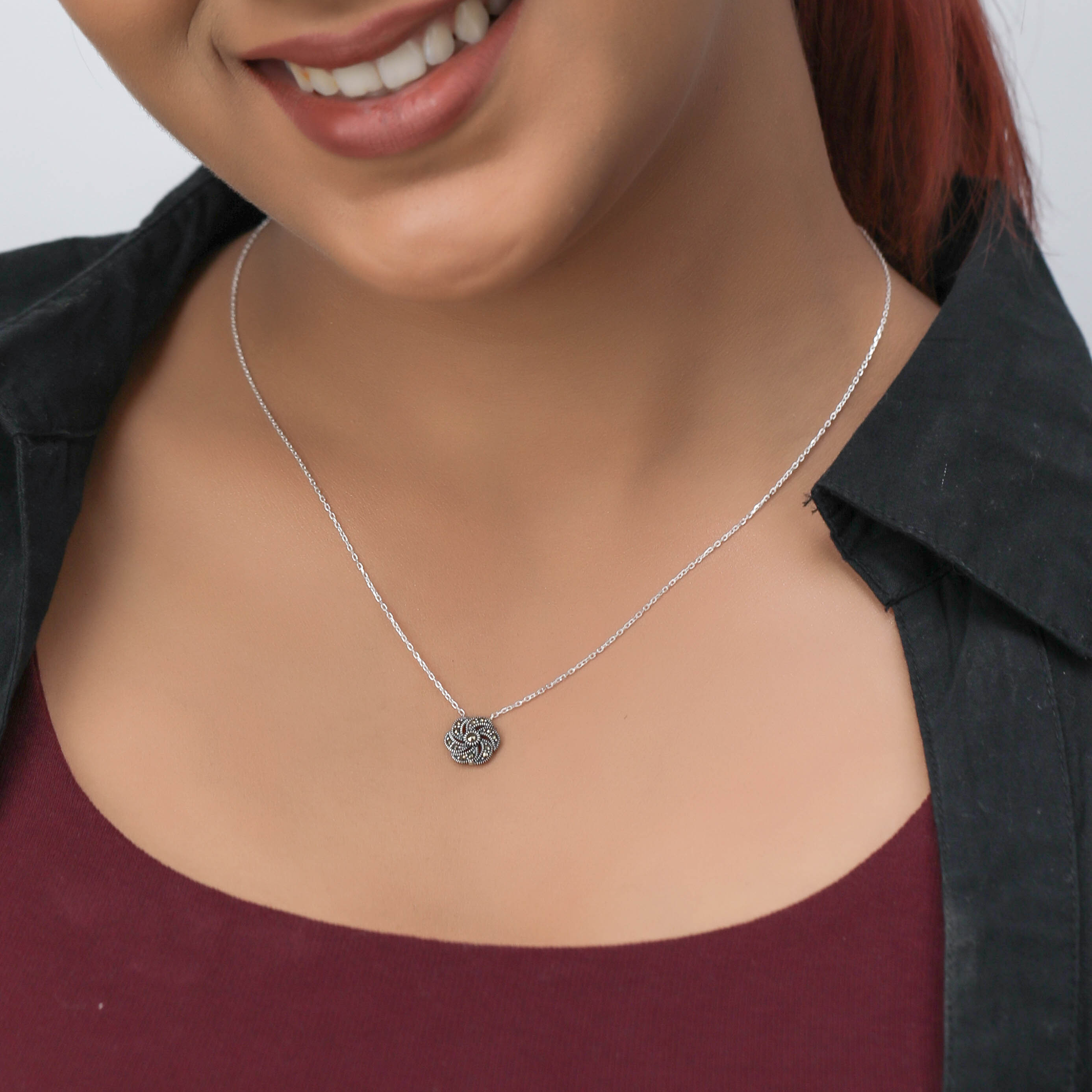 925 silver spinning pendant necklace