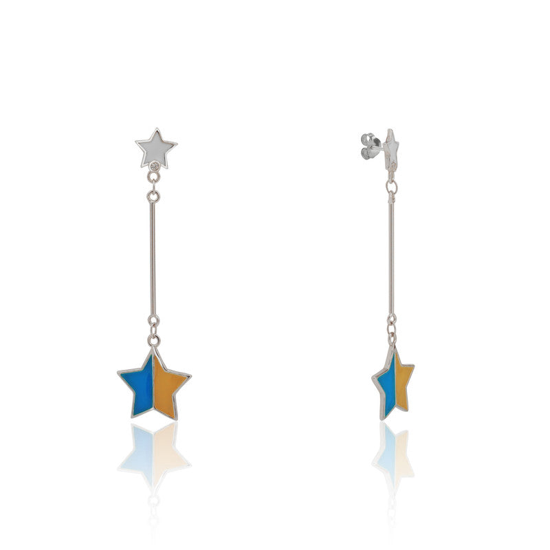 Pure 925 silver star charm earrings – delicate festive jewellery for women, ideal for Diwali, Navratri, and gifting.