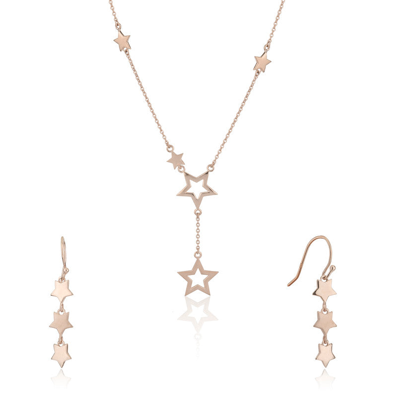 Delicate star-shaped rose gold silver necklace, a perfect festive jewellery gift for her.