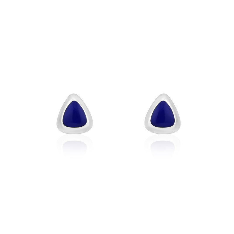925 silver triangle stud earrings for women – elegant festive jewellery for Diwali, Navratri, and wedding celebrations.