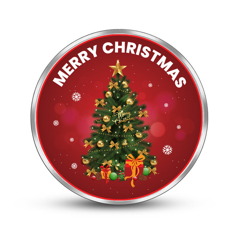 999 Pure Silver Christmas Coin with Festive Christmas Tree