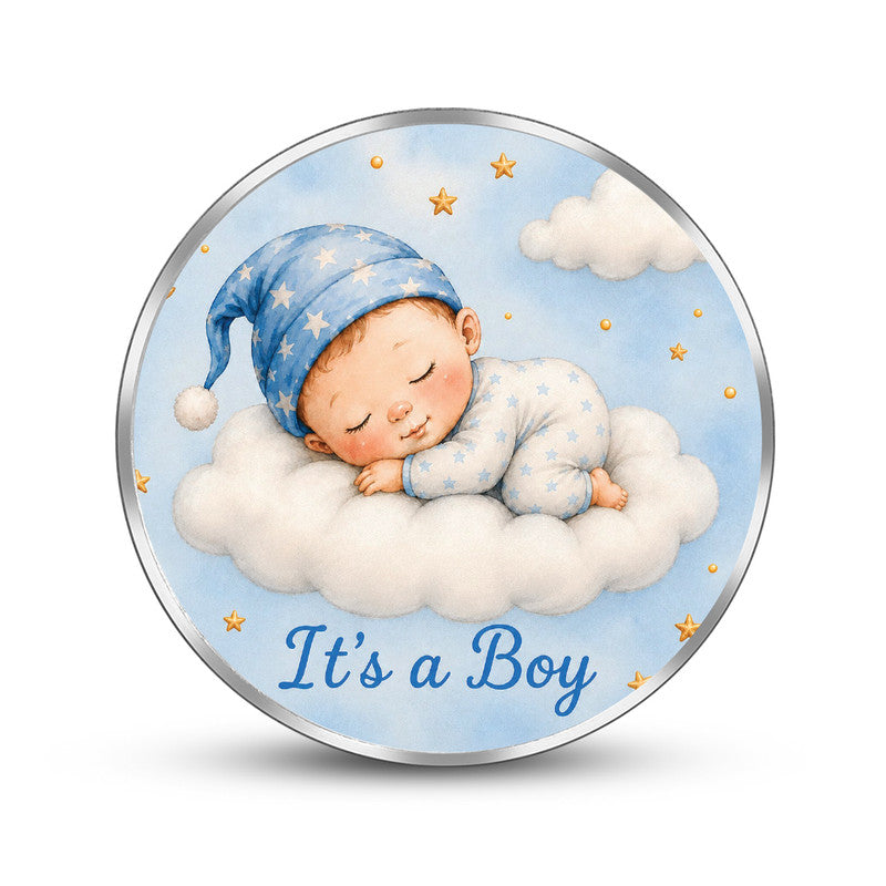 999 Pure Silver Newborn Baby Boy Coin with It’s a Boy Design