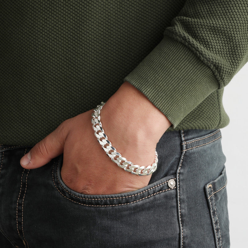 Silver Designer Cuban Link Bracelet