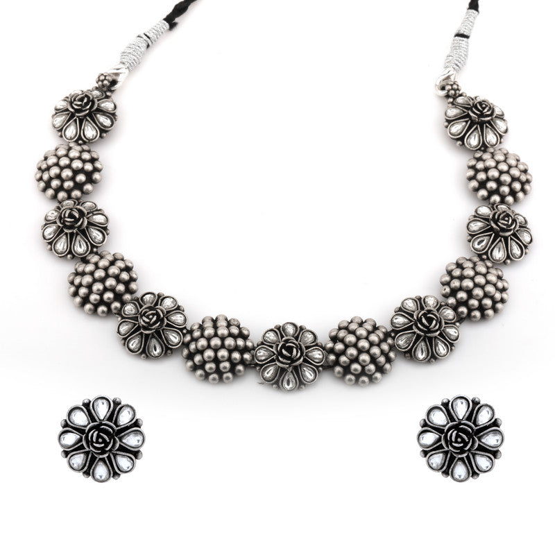 Antique Tribal 925 Silver Necklace on white background – ethnic silver jewellery for Diwali gift