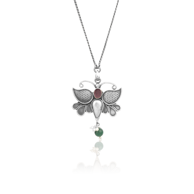 925 sterling antique butterfly pendant necklace designed for temple jewelry and wedding styling