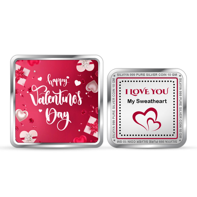 Valentine Day Special 999 Pure Silver Coin Square