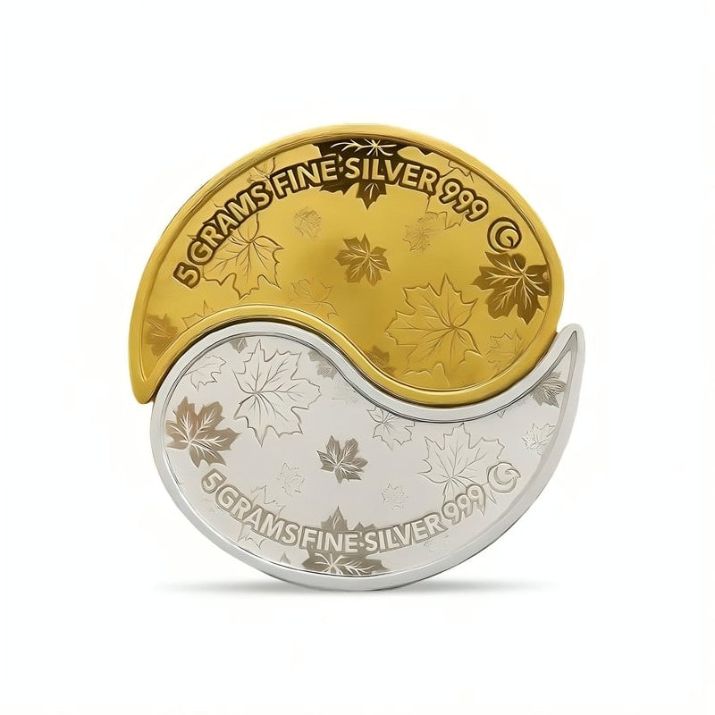 King and Queen 999 Pure Silver Coin Kaju Shape Gold Plating