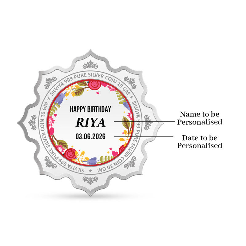 Back Design of Birthday Celebration Personalized 999 Pure Silver Lotus Coin