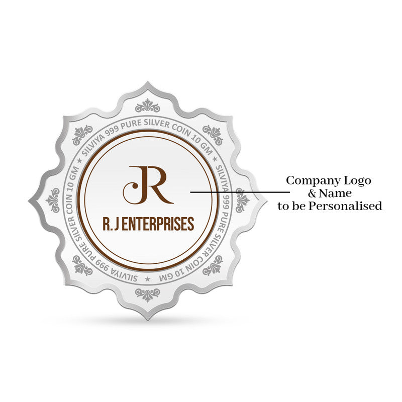 Back Design of Diwali Personalized 999 Pure Silver Lotus Coin