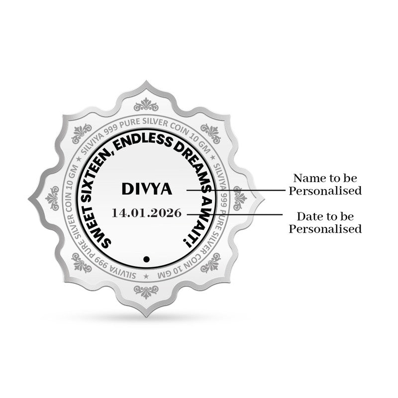 Back Design of Happy 16th Birthday Personalized 999 Pure Silver Lotus Coin