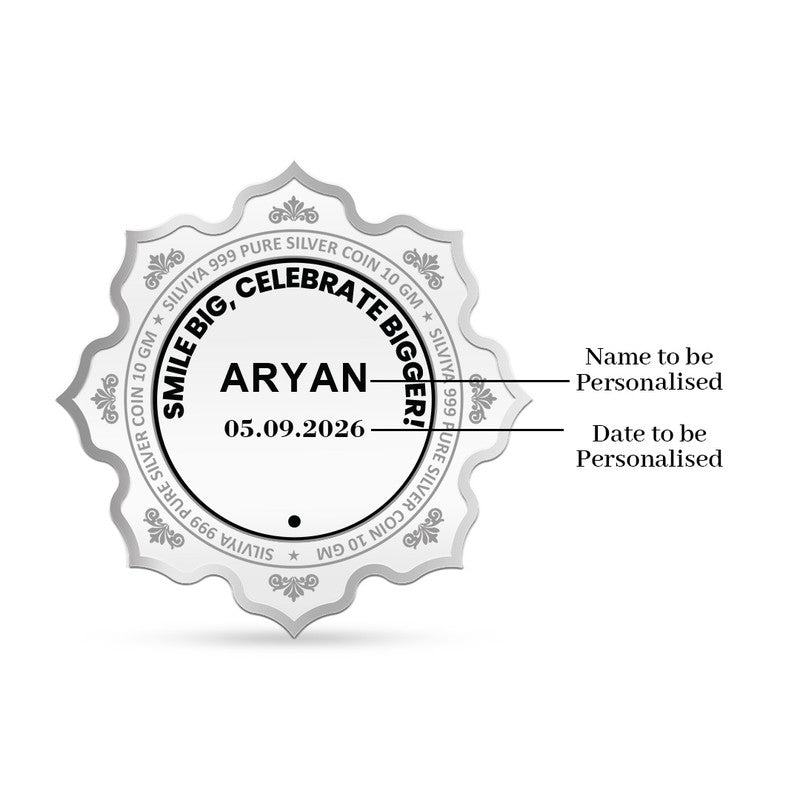 Back Design of Happy Birthday Bash Personalized 999 Pure Silver Lotus Coin