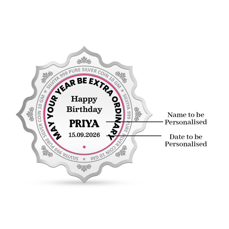 Back Design of Happy Birthday Charm Personalized 999 Pure Silver Lotus Coin