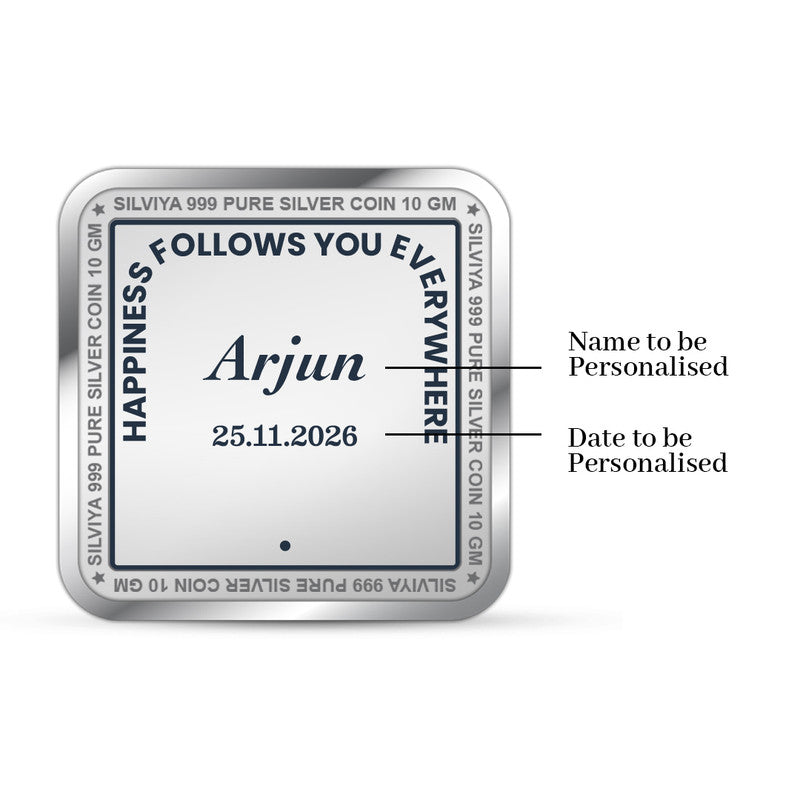 Back Design of Happy Birthday Customized 999 Pure Silver Square Coin