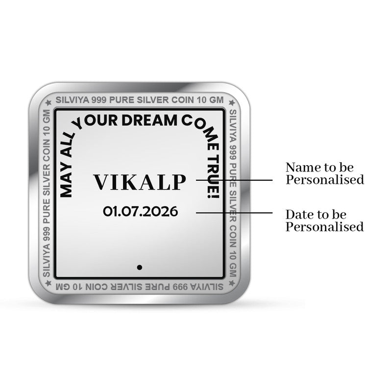 Back Design of Happy Birthday Personalized 999 Pure Silver Square Coin