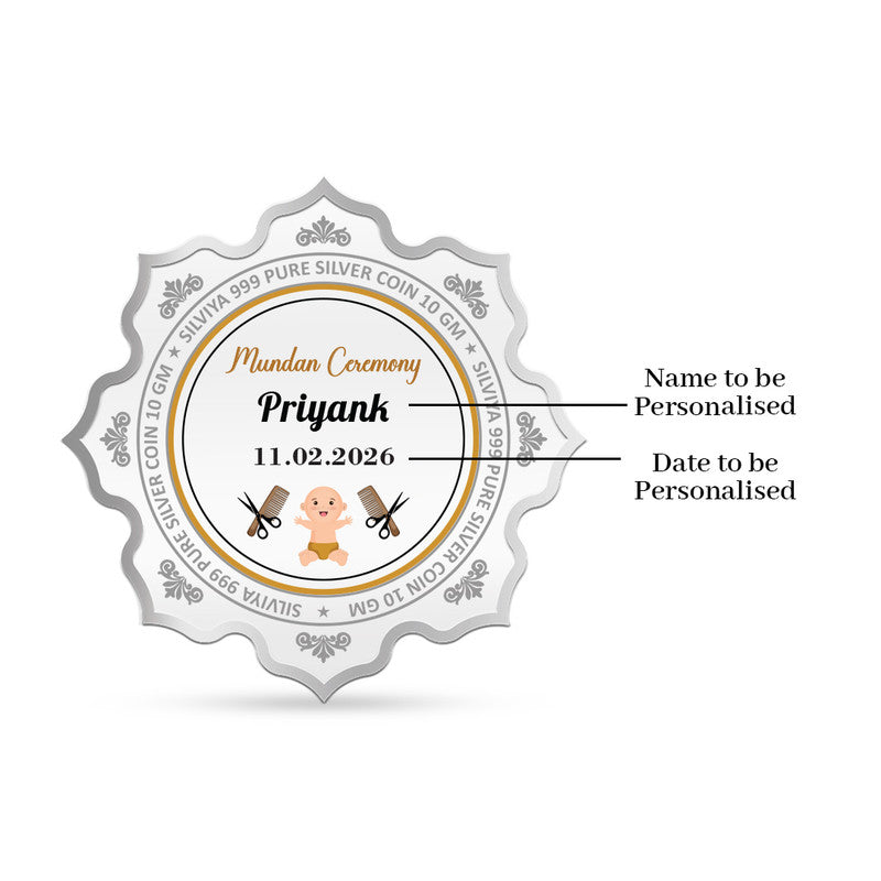 Back Design of Mundan Ceremony Customized 999 Pure Silver Lotus Coin