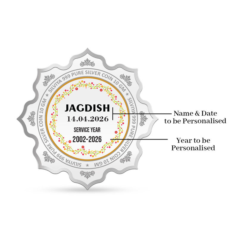 Back Design of Office Retirement Personalized 999 Pure Silver Lotus Coin