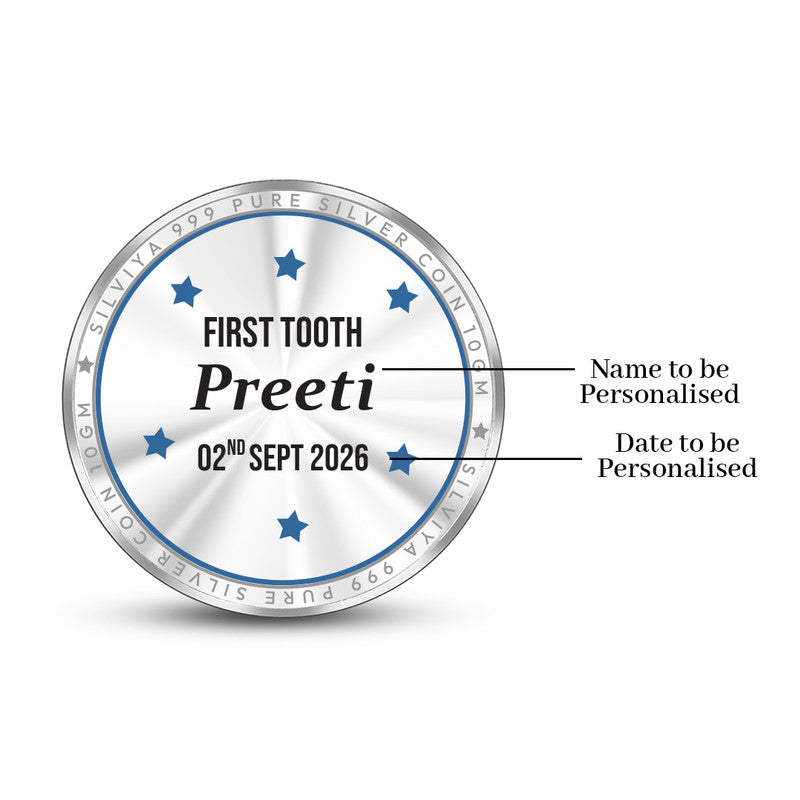 Back Design of Tooth Fairy Personalized 999 Pure Silver Round Coin