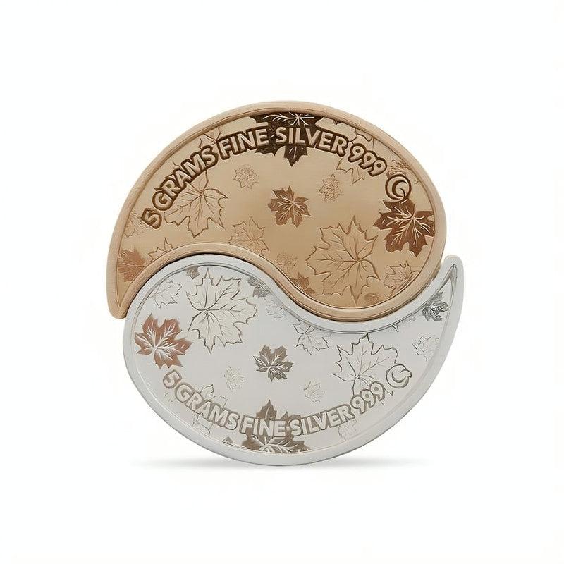 King and Queen 999 Silver Coin Kaju Shape Rose Gold Plating