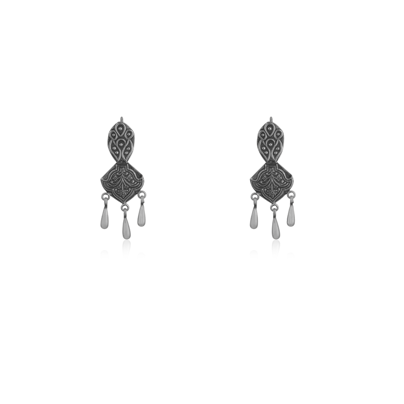 Bohemian 925 Silver Tribal Earrings with ethnic-inspired design, perfect for festive occasions and daily wear.